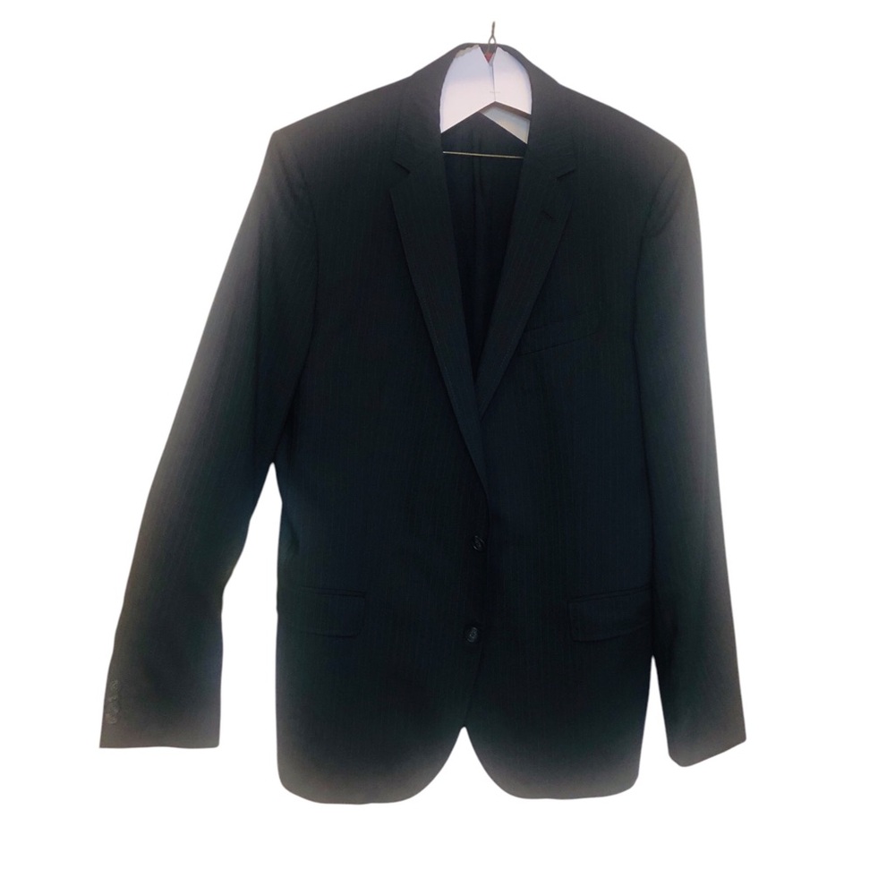 HUGO BOSS Men's Classic Pinstriped Dark Gray Blazer
